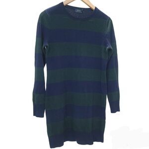 POLO Ralph Lauren Merino Wool Sweater Dress Small Green Blue Striped Long Sleeve